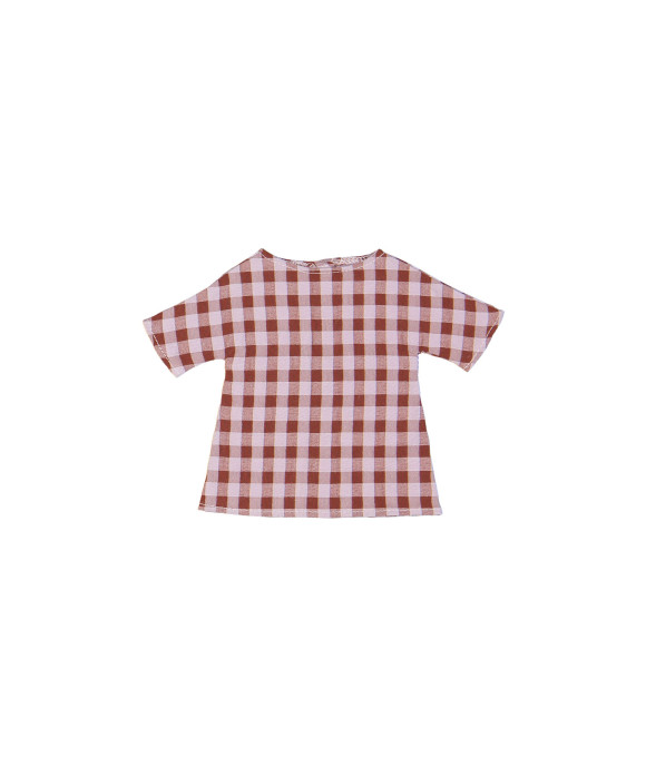 poppenkleed vichy roze one size