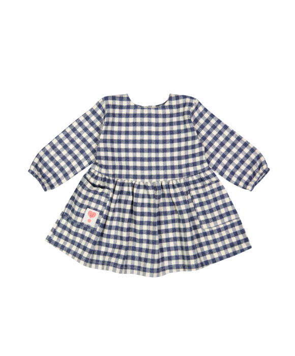 jurk ruit flanel ecru blauw