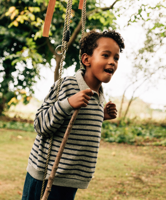 Polo streep donkergrijs 