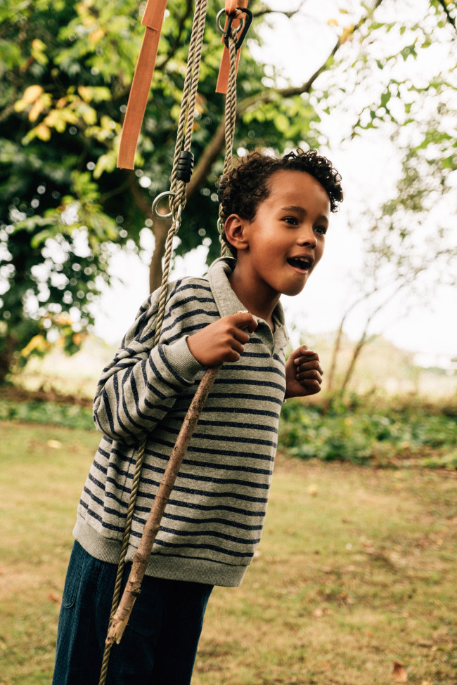 Polo streep donkergrijs 12m-18m