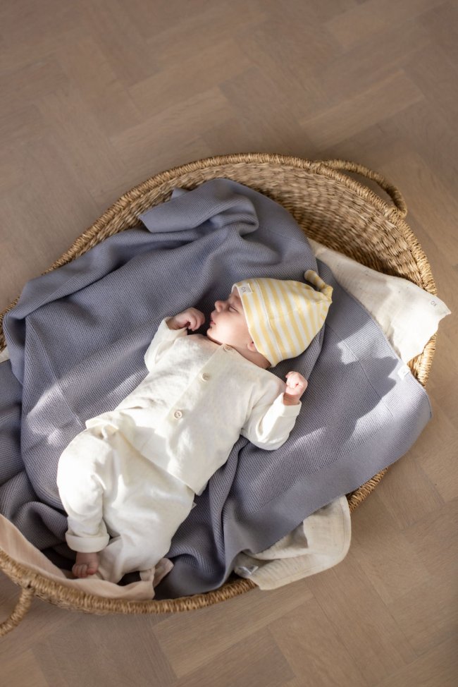 Muts rib streep geel 06m-12m