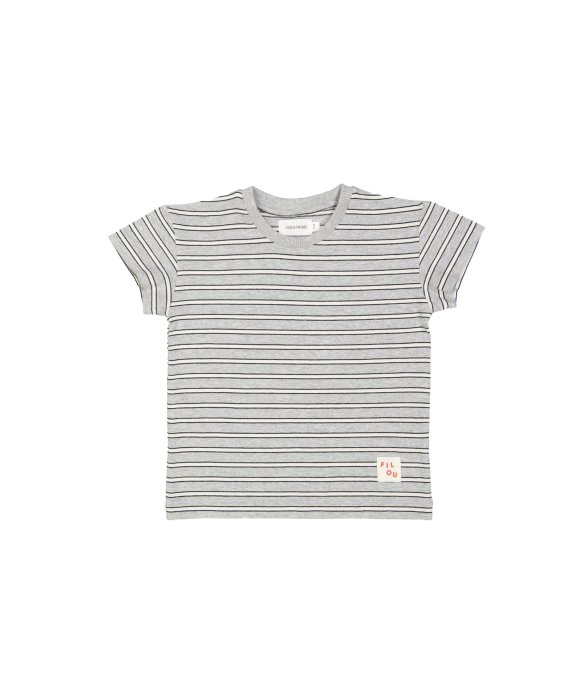 T-shirt streep lichtgrijs chiné 