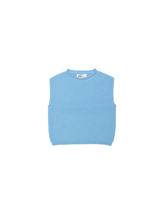 Debardeur blauw merino wol 01m-04m