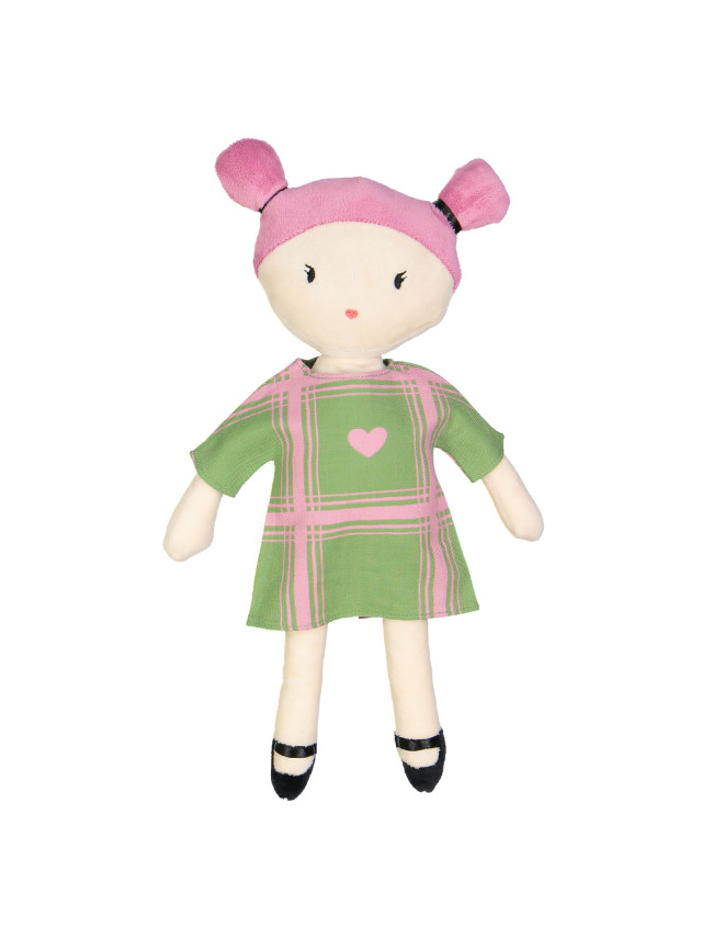 poppenkleed ruit hart groen one size