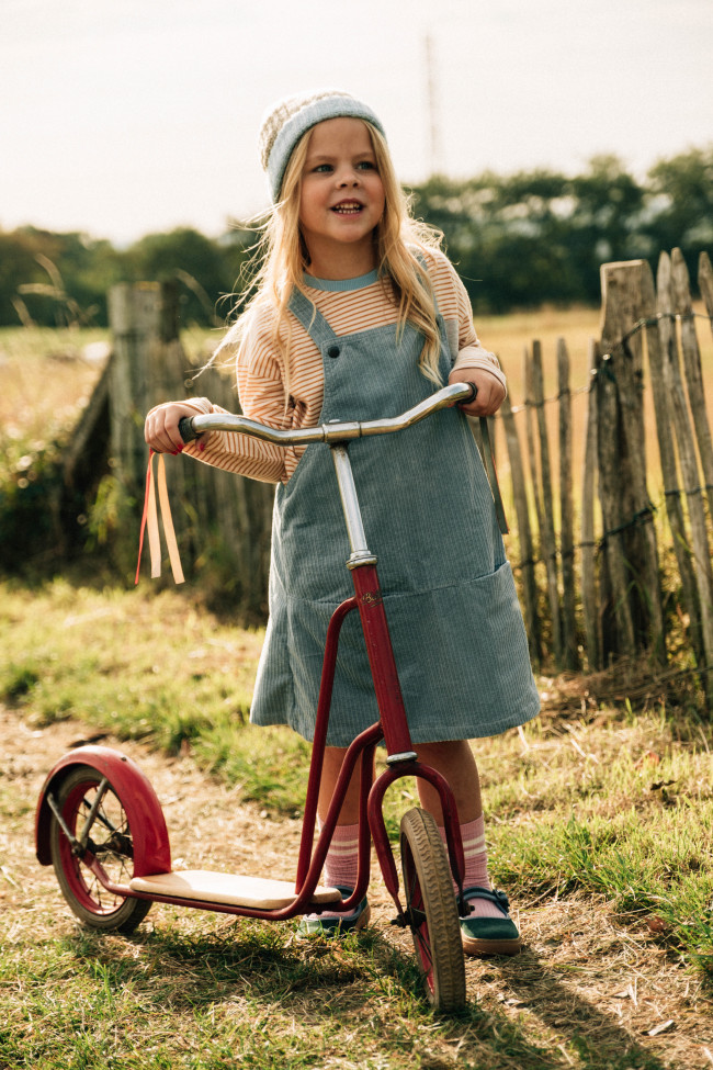 Jurk brede rib lichtblauw 12m-18m