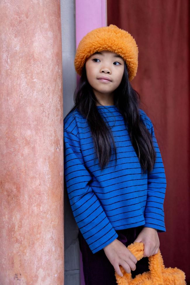 Sweater streep smiley elektrisch blauw 12m-18m