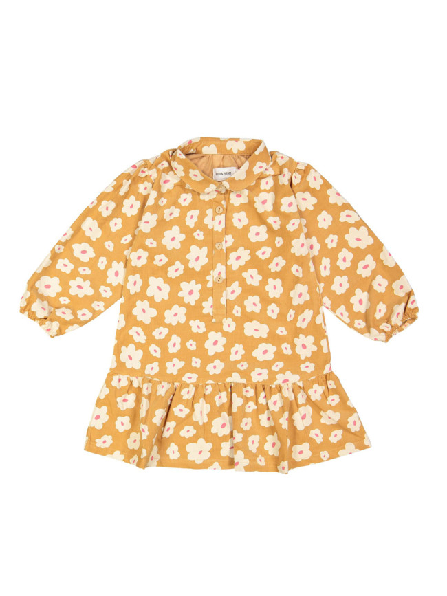 Jurk rib flower camel 04j