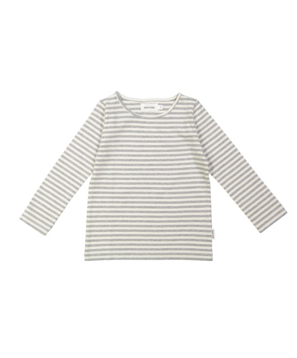 T-shirt streep melange grijs 