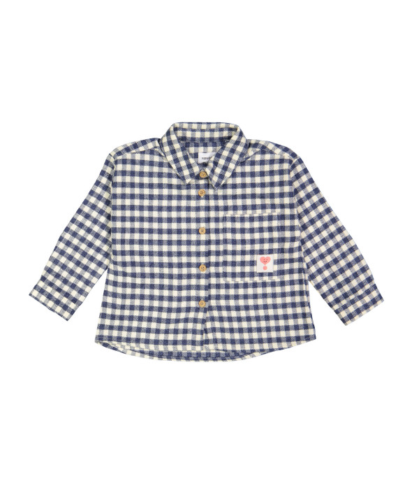 hemd ruit flanel ecru blauw