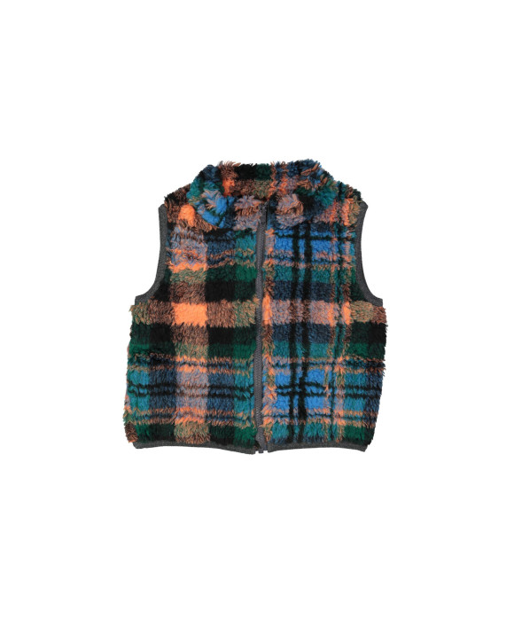 Bodywarmer teddy ruit groen 