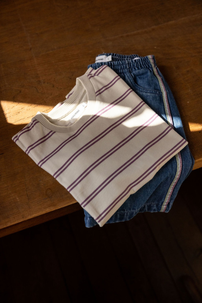 T-shirt streep mauve 12m