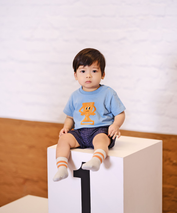 t-shirt mini trophy grijsblauw