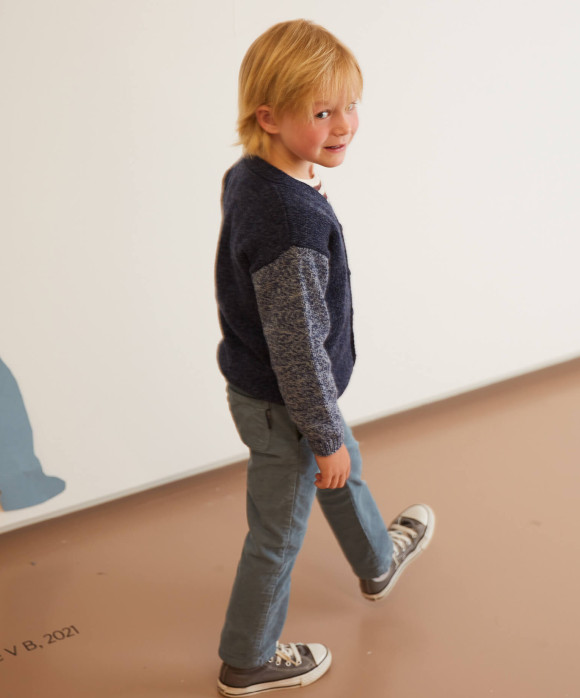 gilet colourblock blauw